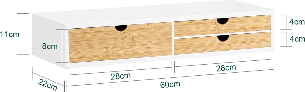 Support Écran PC Ergonomique Blanc pour Télétravail avec Rangements - 4