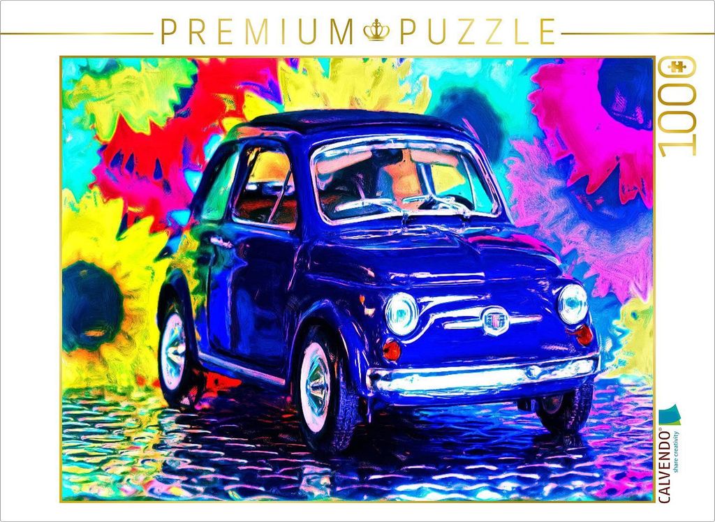 CALVENDO Puzzle Knuffig, aber für große Menschen zu eng: der italienische Fiat 500 der ersten Generation. | 1000 Teile Lege-Größe 64x48cm Foto-...