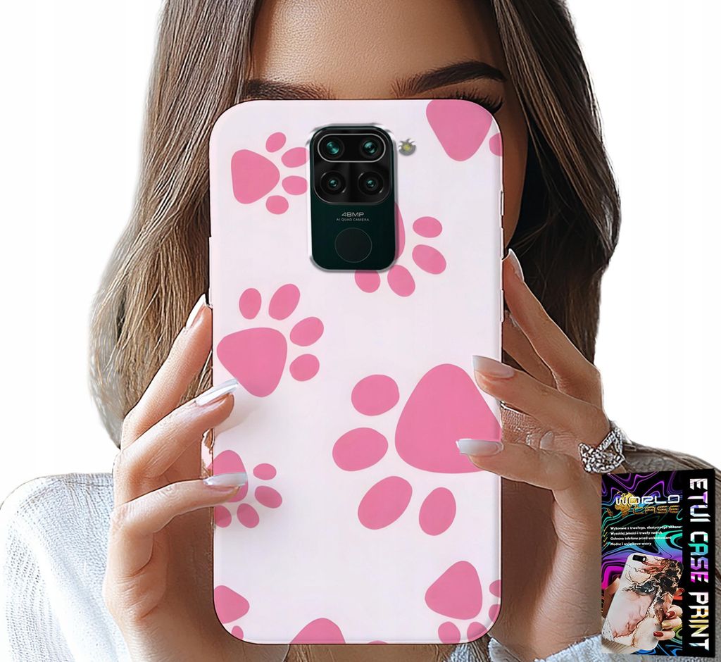 Hülle Für Xiaomi Note 9 - Rosa Hundepfoten, Rückseite, Schutzhülle