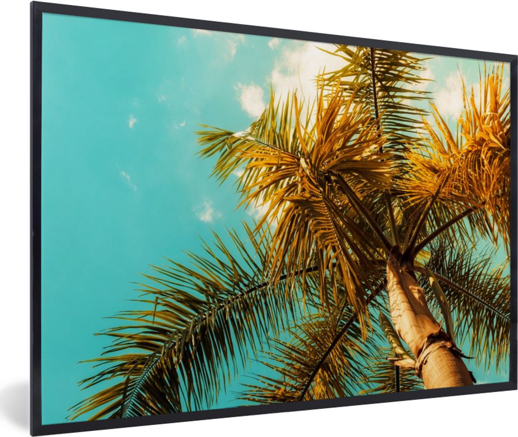 MuchoWow Gerahmtes Poster Palme - Sommer - Tropisch 60x40 cm - Poster mit Schwarzem Bilderrahmen Wandposter Rahmen Foto Bilder - Printing - Wandd...