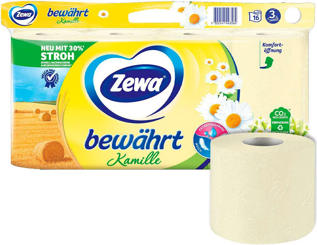 Zewa Éprouvé Camomille : Papier Hygiénique 3 Plis Résistant et Souple