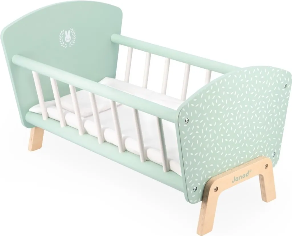 Lit de poupée en bois Janod Zen : berceau à bascule pour enfants dès 3 ans