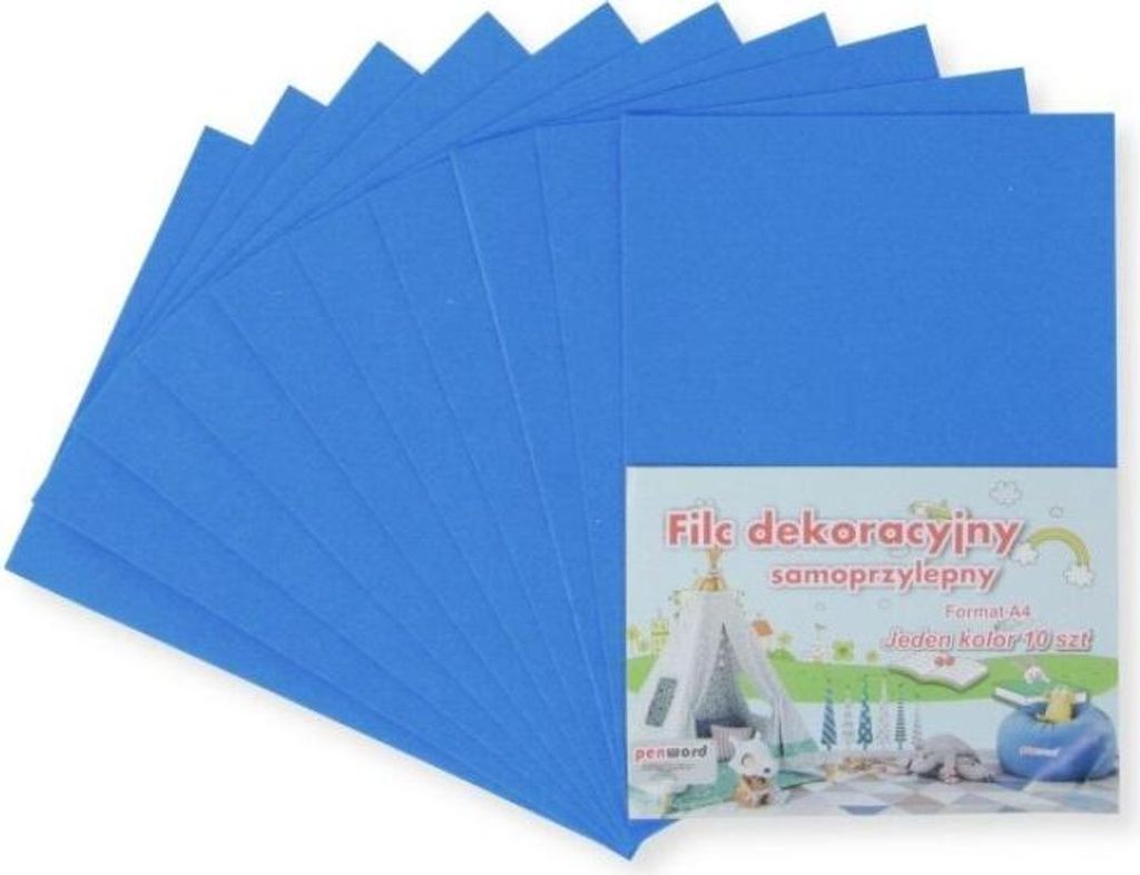 Filc A4 samoprzylepny niebieski 20x30cm 10szt