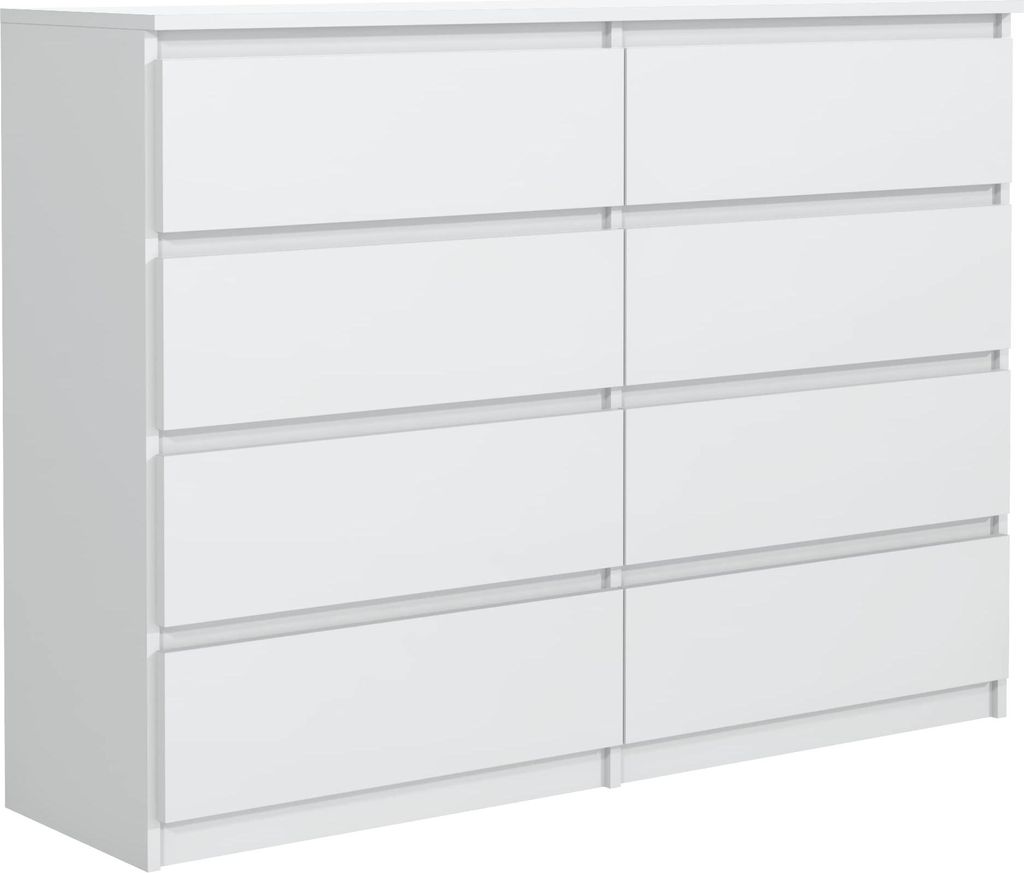 Mobelsta Kommode, Schrank mit Schubladen, Modernes Sideboard, Schubladenschrank, Kommodenschrank, Weiß 120x39x101,5 cm