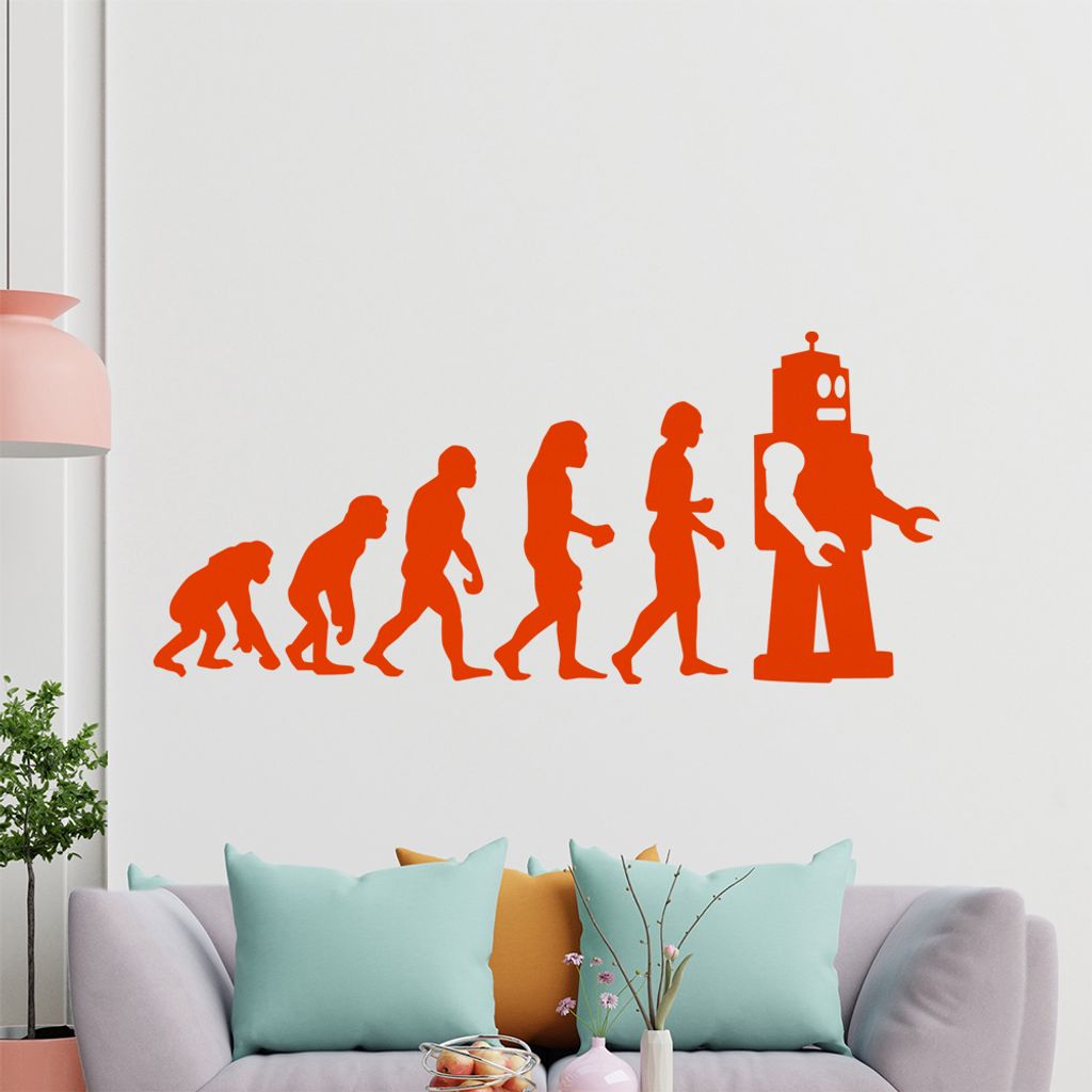 KIWISTAR Evolution - Roboter Maschinen Künstliche Intelligenz Wandtattoo in 6 Größen - Wandaufkleber Wall Sticker - Dekoration, Küche, Wohnzimm...
