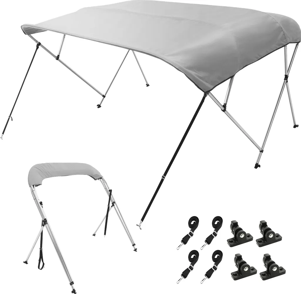Bimini Top Bateau Imperméable 900D Anti-UV avec Cadre Aluminium 4 Arcs