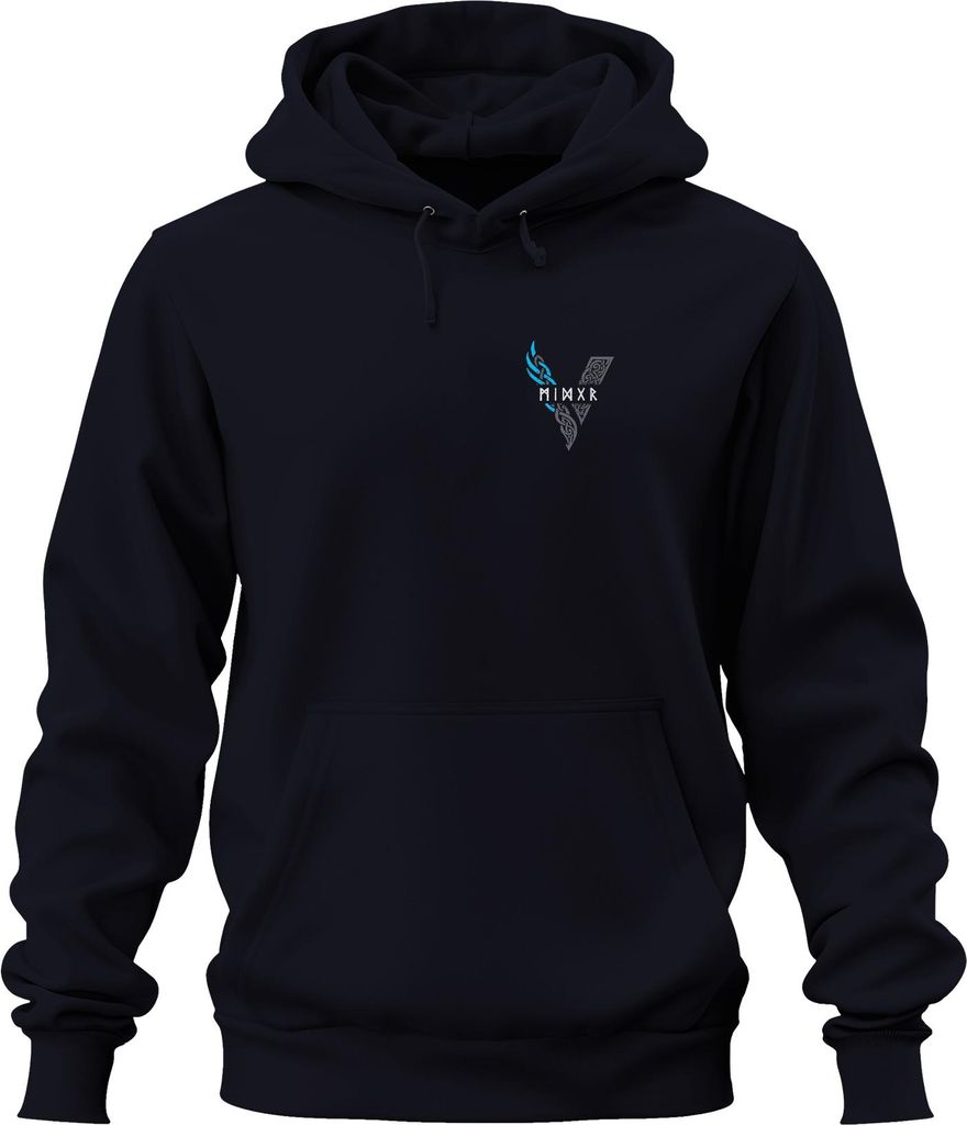 Wikinger Runen V Nordisches Symbol keltische Knoten blau Mythos Uni Hoodie Kapuzenpullover, Navy, S