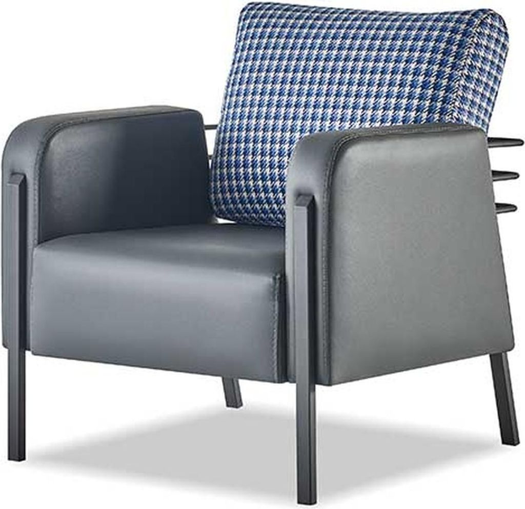 Sofas Polster Edelstahl Ledersofa-Set 3-Sitzer Sessel Grau Blau Textil