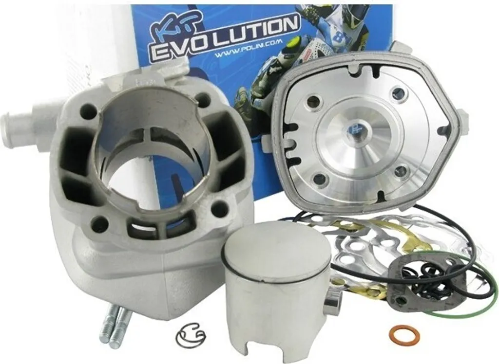 Cylindre Polini Evo III 70cc Minarelli LC axe 12mm avec culasse racing