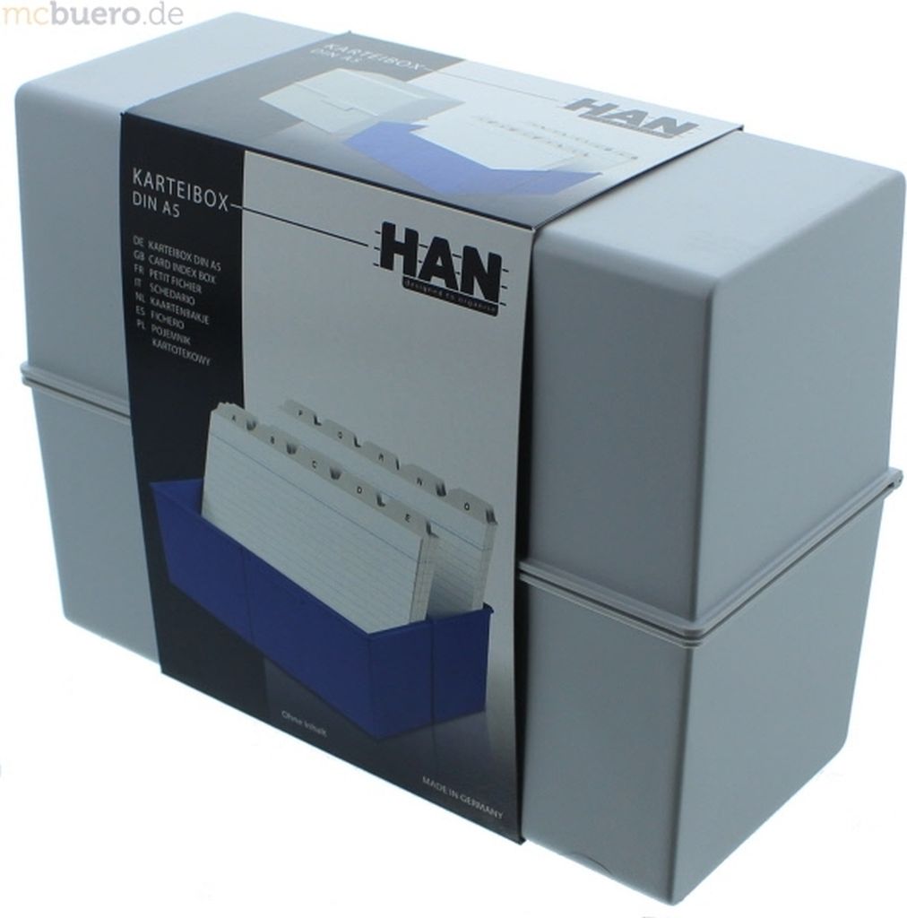 HAN 975-11D 3x Karteibox DIN A5 quer, lichtgrau