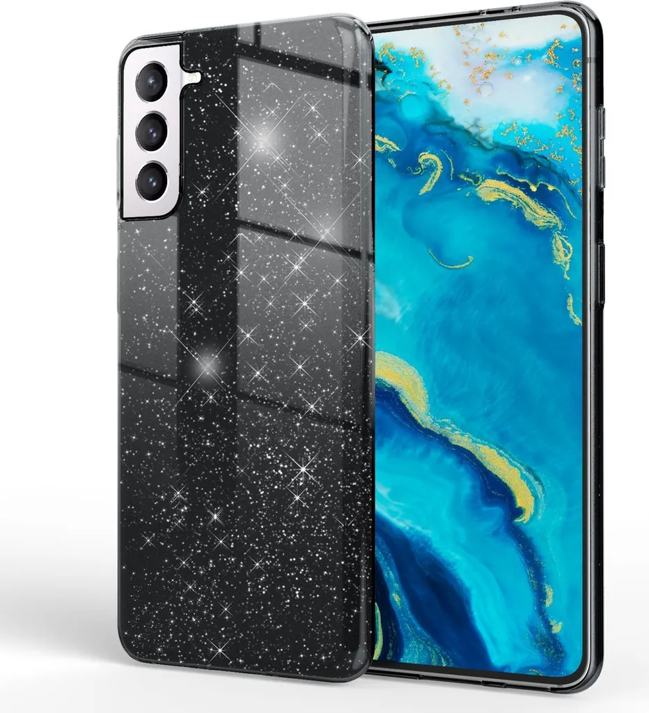 NALIA Cover Glitter Nero Samsung S22 Plus - Custodia Ibrida Design