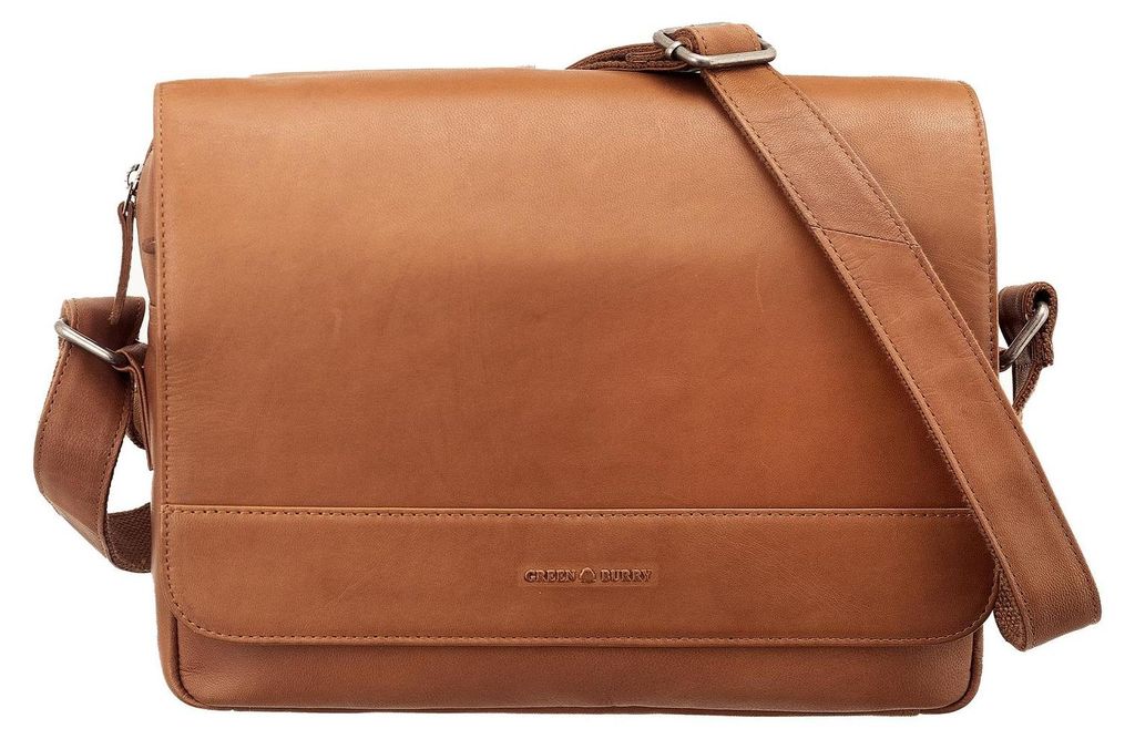 GREENBURRY Leder Umhängetasche Tablettasche Fiorentina A4 Crossover Bag Tan braun