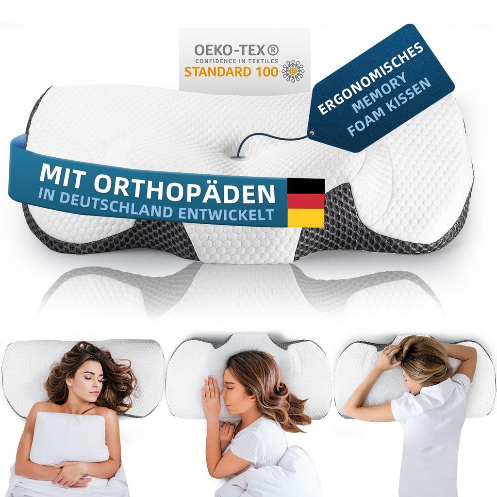 Kopfkissen Nackenschmerzen, Ergonomisches Memory Foam Nackenstützkissen, Orthopädische Kissen Gegen Nackenschmerzen, Schlafkissen Nackenkissen
