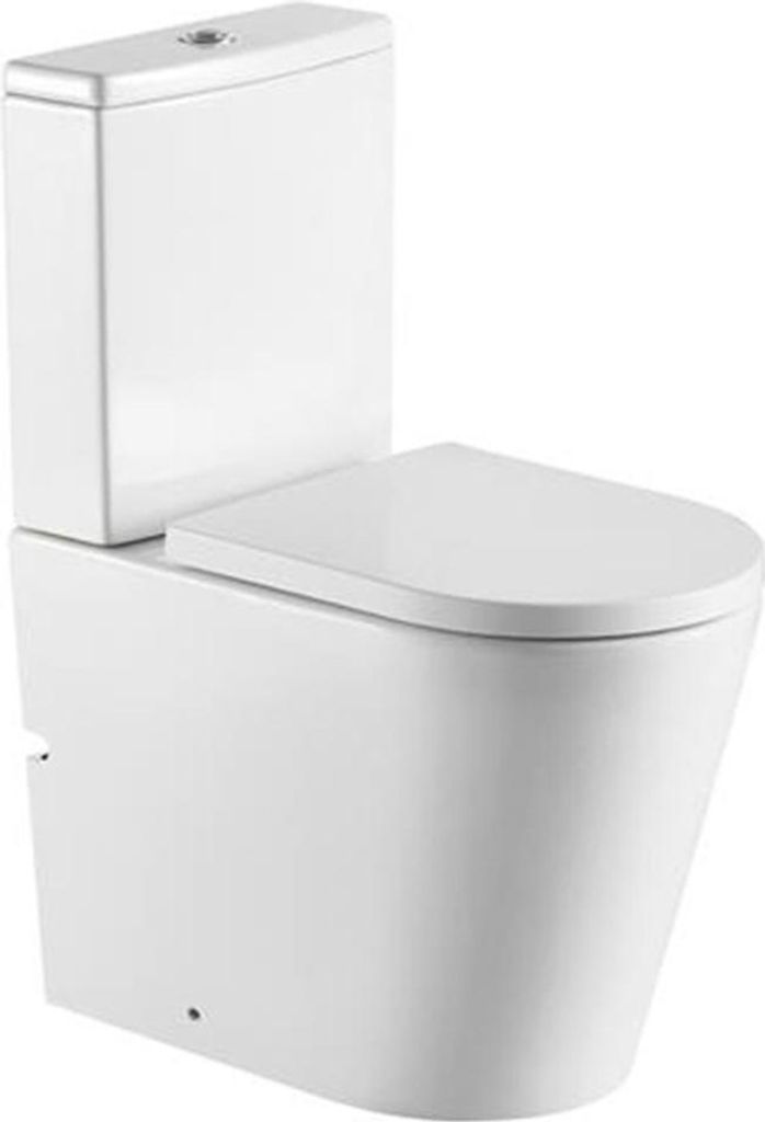 SAT FINE Stand-WC mit Spülkasten Kombi-WC komplette Set Wasseranschluss von unten spülrandlos mit SoftClose WC-Sitz, weiß