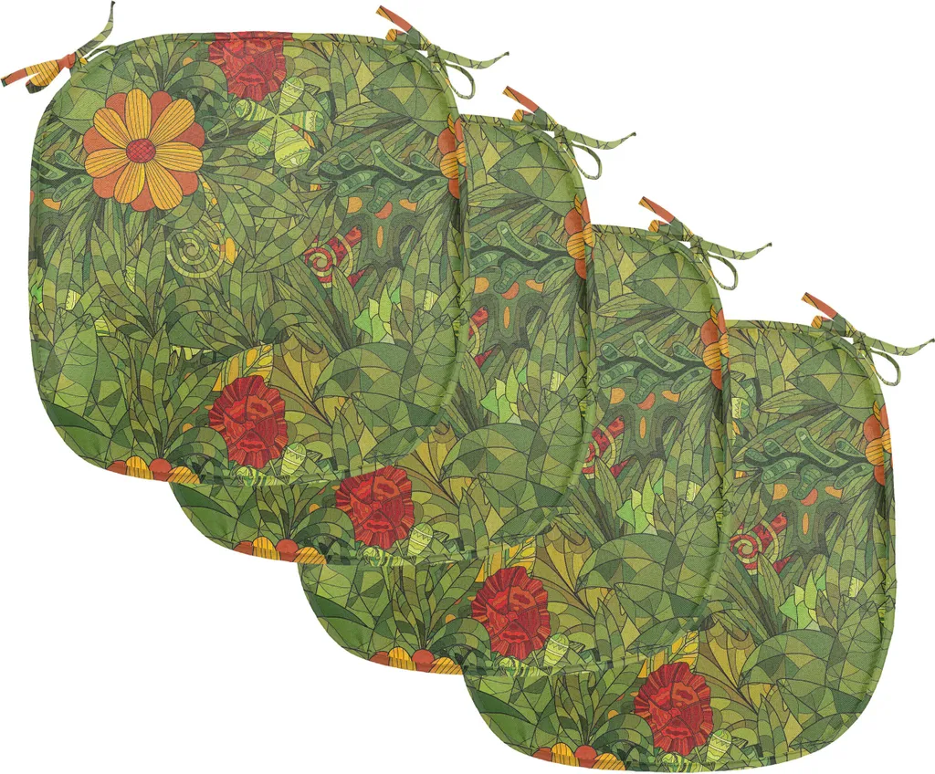 Coussin de Chaise Antidérapant et Imperméable 40x40 cm Lot de 4 Vert