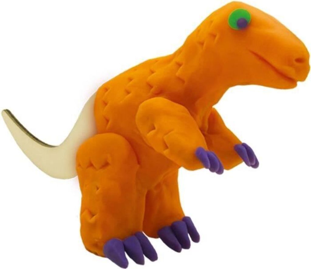 Knete Dinosaurier Skelette aus Holz, Orange und Violett, T-Rex Stegosaurus Triceratops, Für Kinder ab 3 Jahren