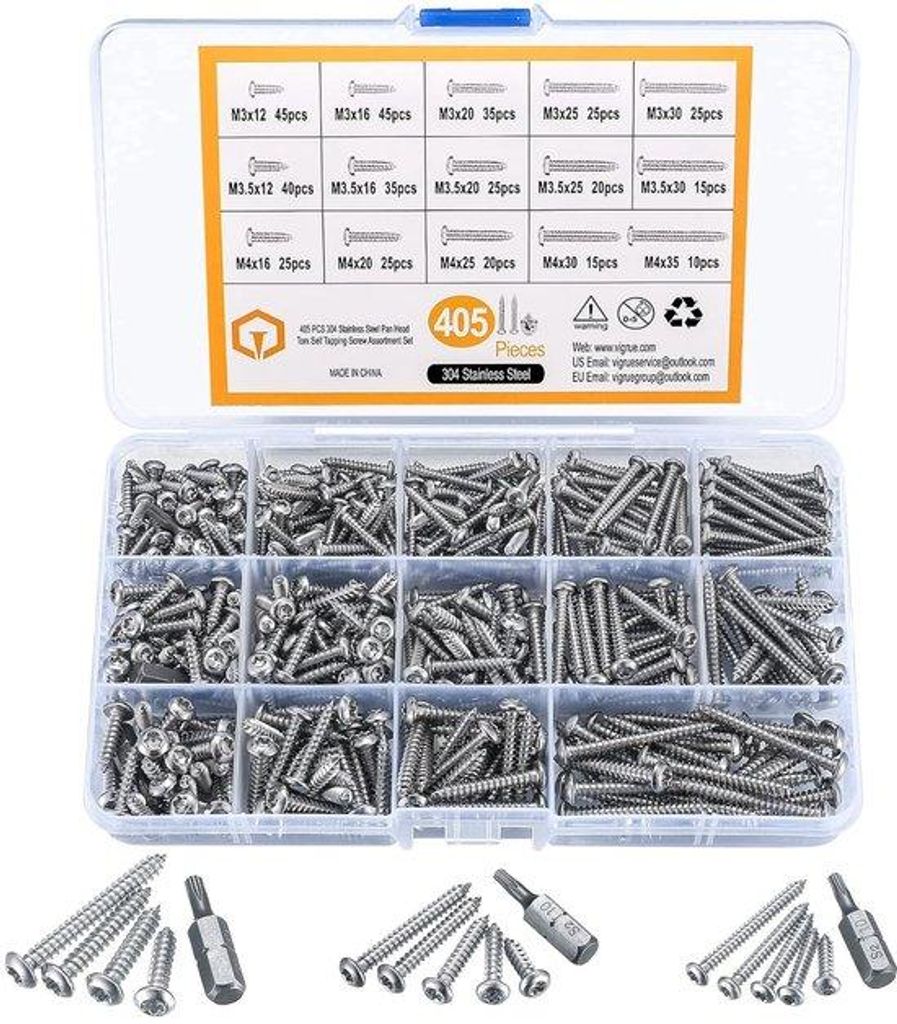 Famanu Torx Schrauben Set 405-teilig - M3/M3.5/M4, Edelstahl