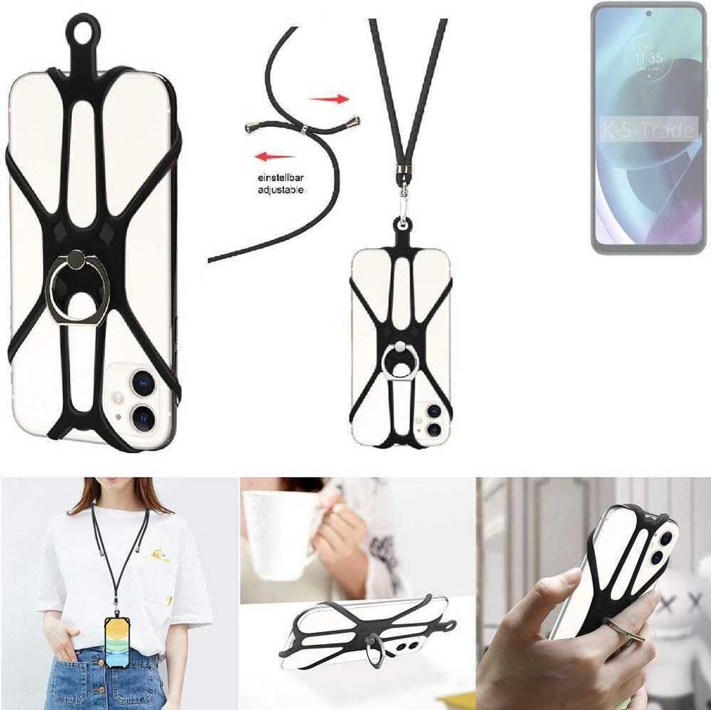 K-S-Trade 3in1 Handykette Handyband Handykordel Halsband Smartphone-Ring Handy-Ring kompatibel mit Infinix GT 20 Pro Fingerhalterung Handyring