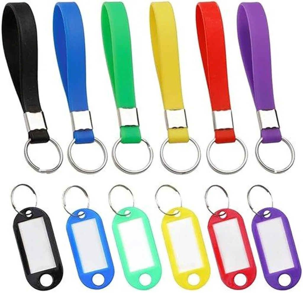 Lot de 6 porte-clés multifonctions en silicone avec étiquette de couleur