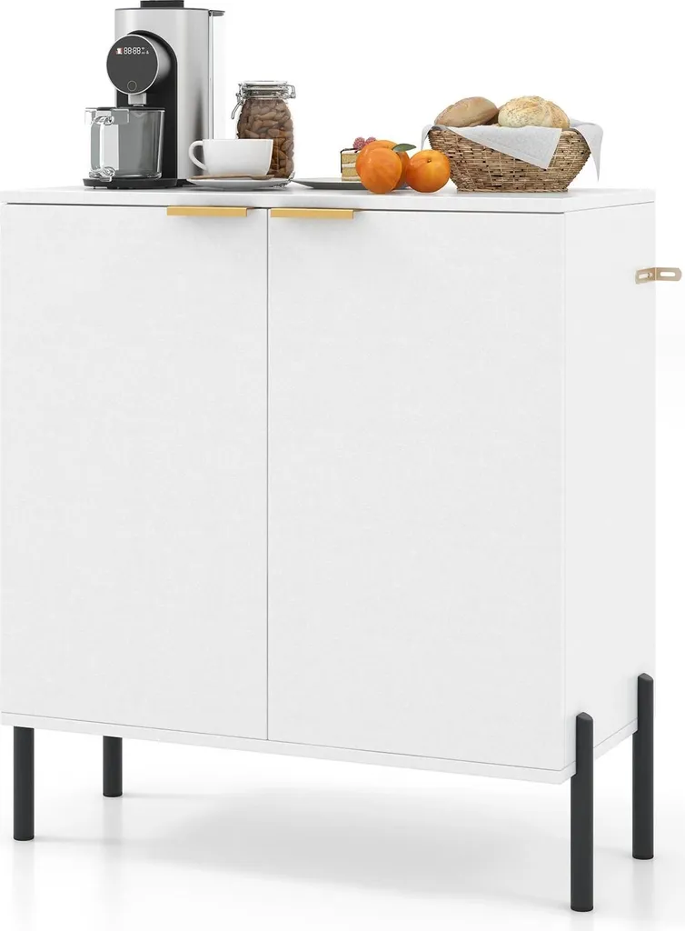 Buffet en bois avec 2 portes et pieds métalliques noirs - Design moderne
