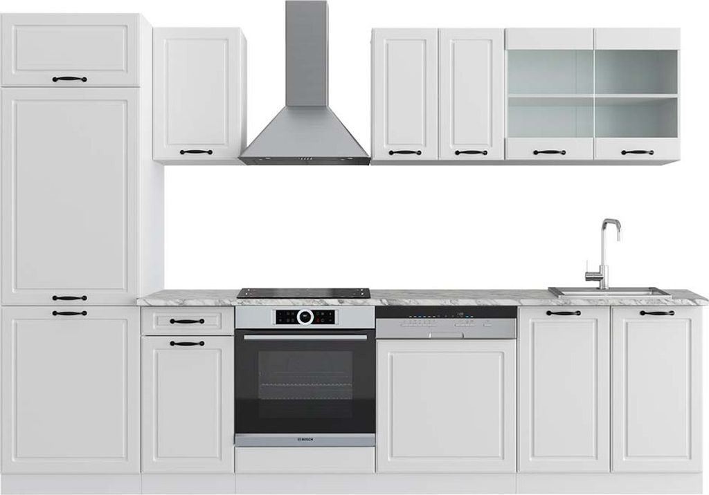 Küchenzeile Vicco R-Line Weiß Landhaus/Weiß 300 cm , AP Produktbild 