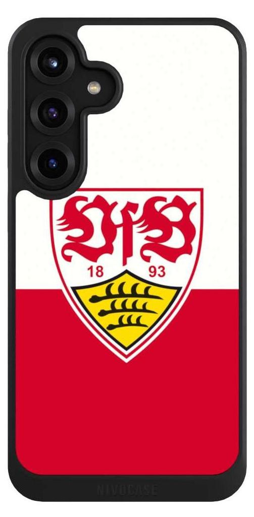 NIVOCASE Hülle für Samsung Galaxy S25+ Handyhülle NIVOcore Case Schwarz Logo Offizielles Lizenzprodukt VfB Stuttgart