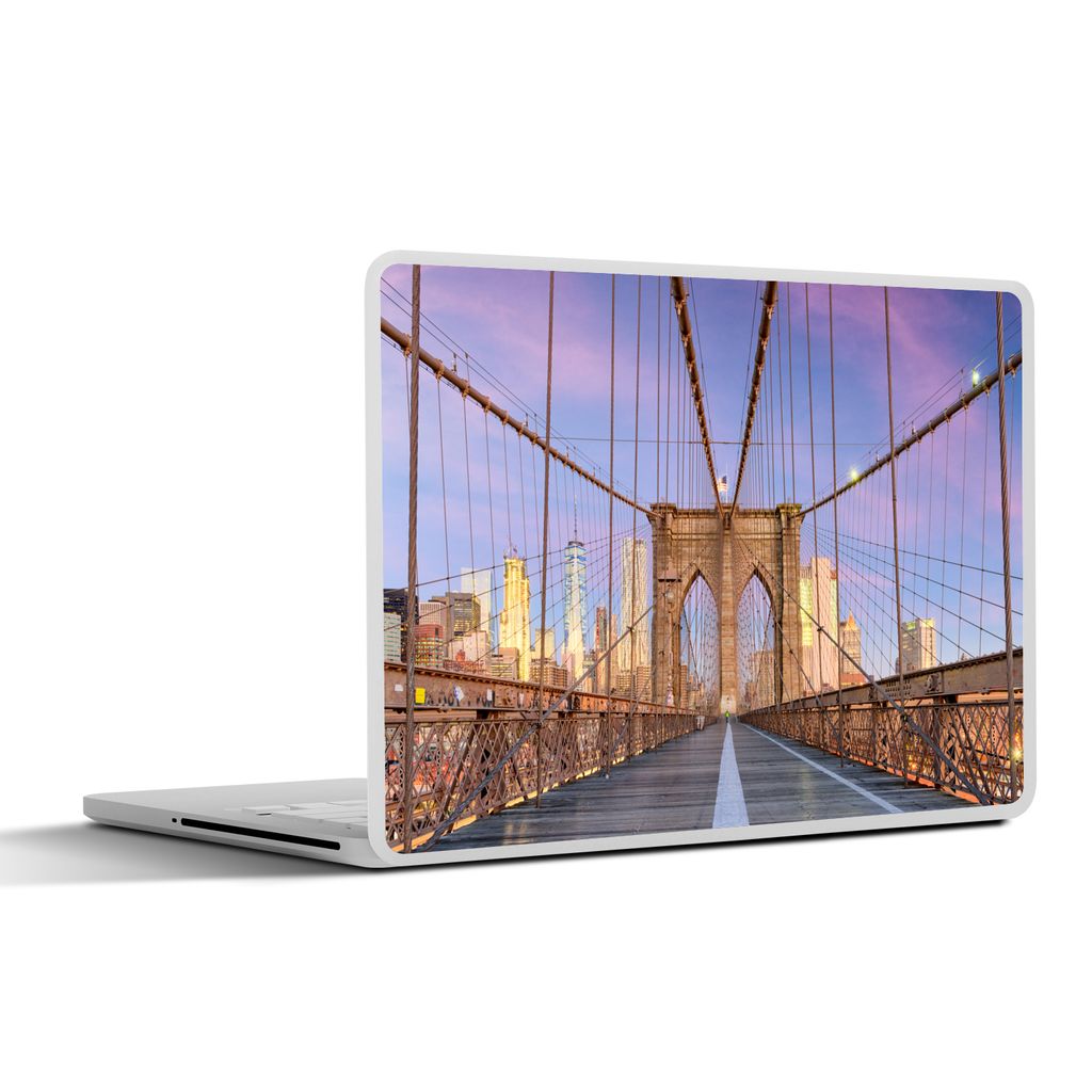 MuchoWow Laptop Aufkleber Sticker Cover New York - Sonnenuntergang - Brooklyn Bridge 30x22 cm - Laptop-Sticker