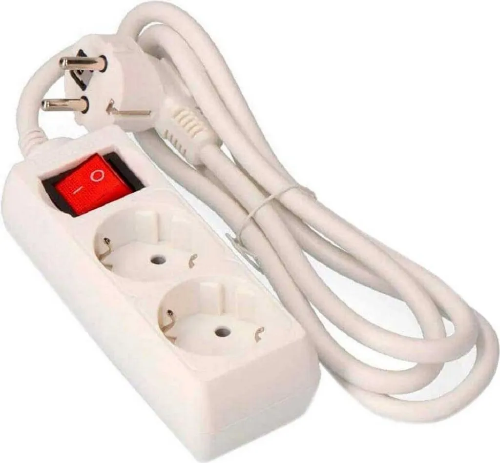 EDM Presa Multipla 2 Posti con Interruttore e Cavo 3M Bianco Spina UE