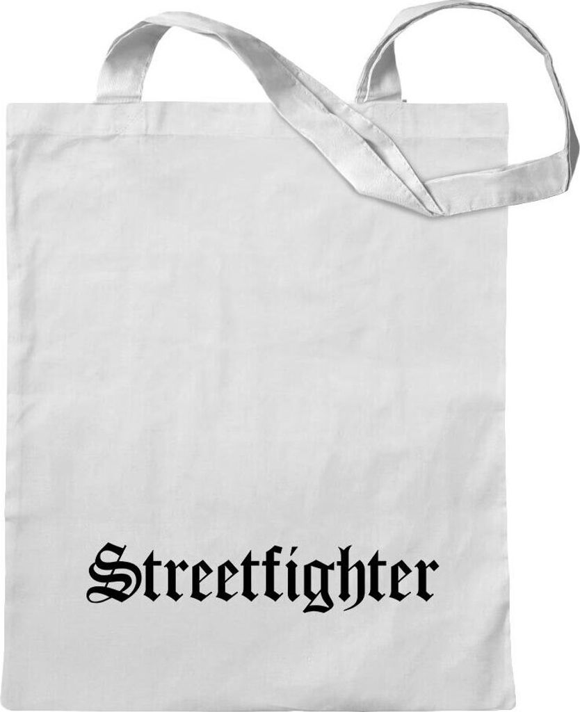 Kiwistar - Baumwolltasche - weiss - Streetfighter Motiv 1 - Tragetasche Stoffbeutel Umhängetasche langer Henkel