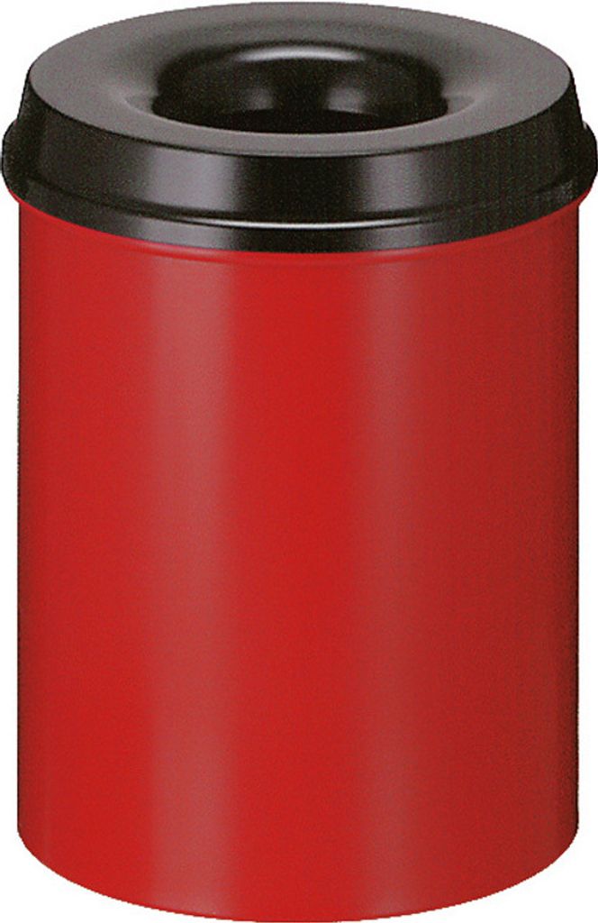 Feuerlöschender Papierkorb 15 Liter - Rot, Schwarz