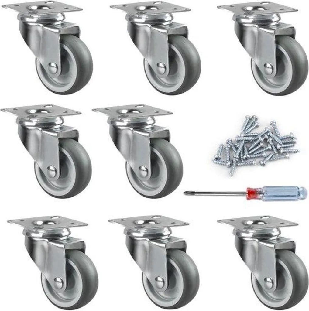 Petites roulettes de transport 50 mm pour tiroirs et meubles - 8 pcs