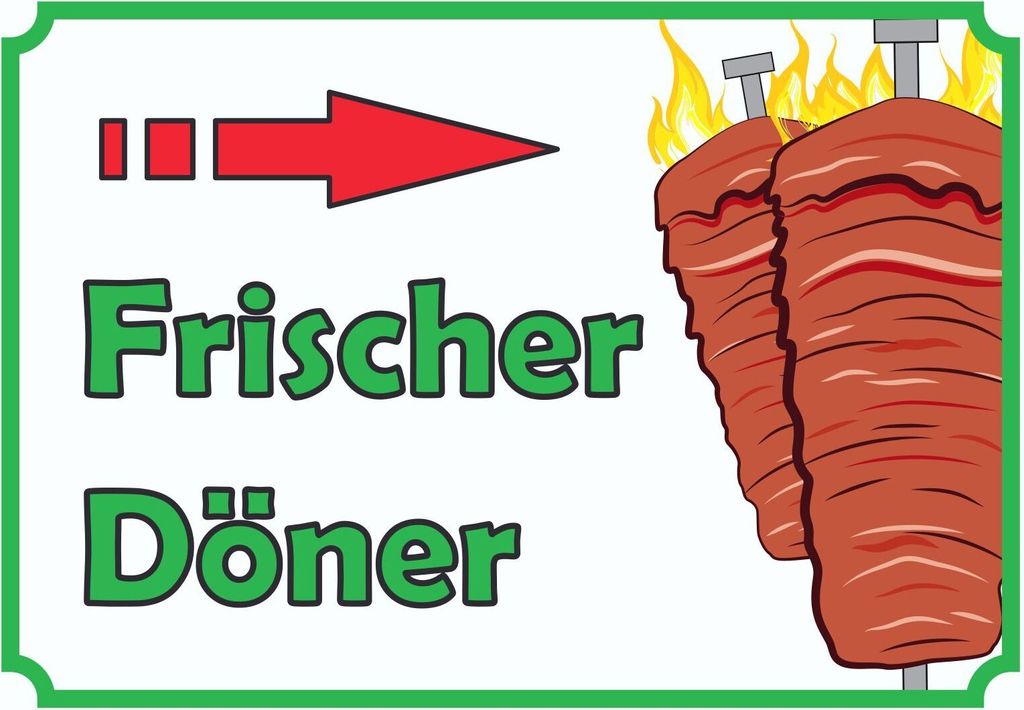 Frischer Döner Schild mit Pfeil rechts A3 (297x420mm)