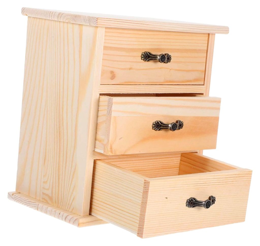 Holz Schreibtisch Organizer mit Multifunktionaler Miniatur Aufbewahrungsbox für Bürobedarf und Schmuck