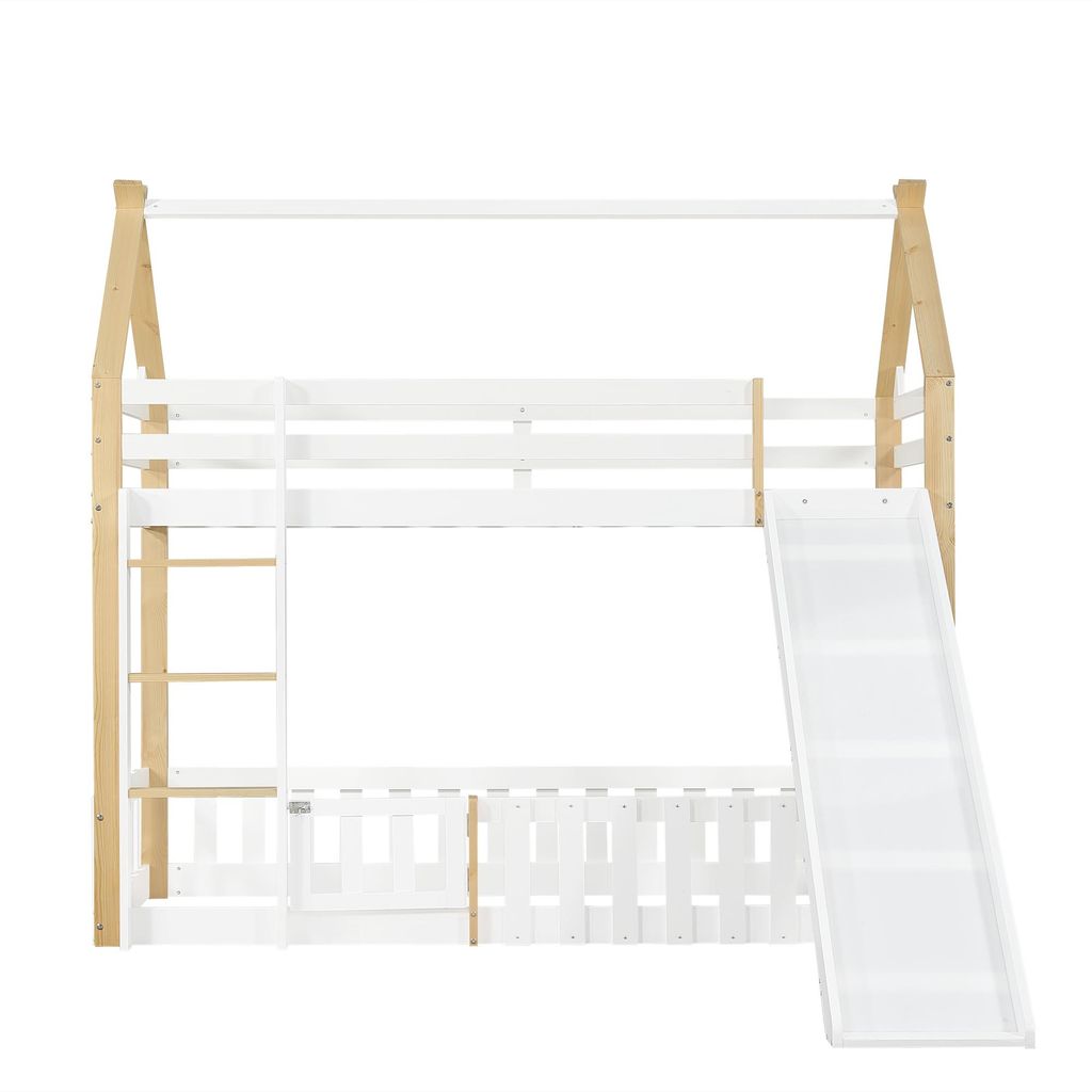 Flieks Etagenbett 90x200cm mit Rutsche, Kinderbett Hausbett Produktbild 