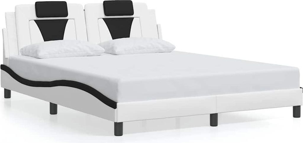 vidaXL Bettgestell "Viana" ohne Matratze Weiß und Schwarz 160x200 cm Kunstleder