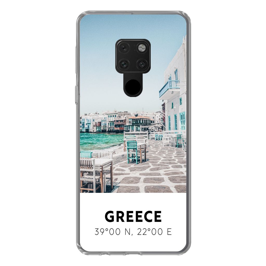 MuchoWow Handyhülle Schutzhülle Hülle für Huawei P40 Lite Griechenland - Meer - Blau Silikon Softcase Handy Hülle - Handy