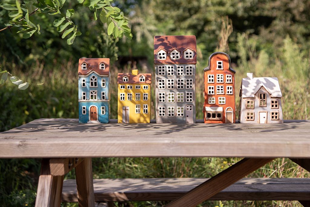 Village Pottery JD310762 - Portacandela per casa di campagna, colore: Grigio chiaro