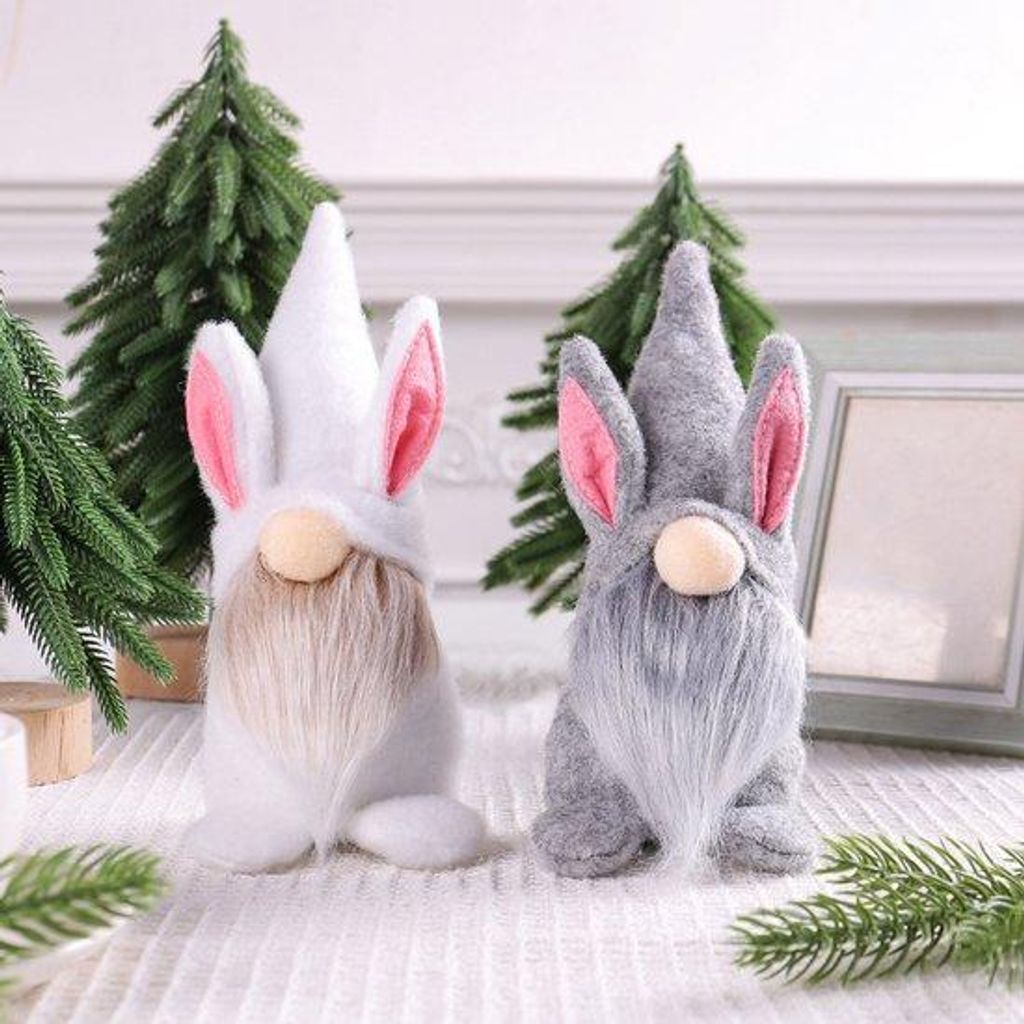 Gartenzwerg-Set aus 4 Stück, 2 Farben, niedlich Hase-Ornament