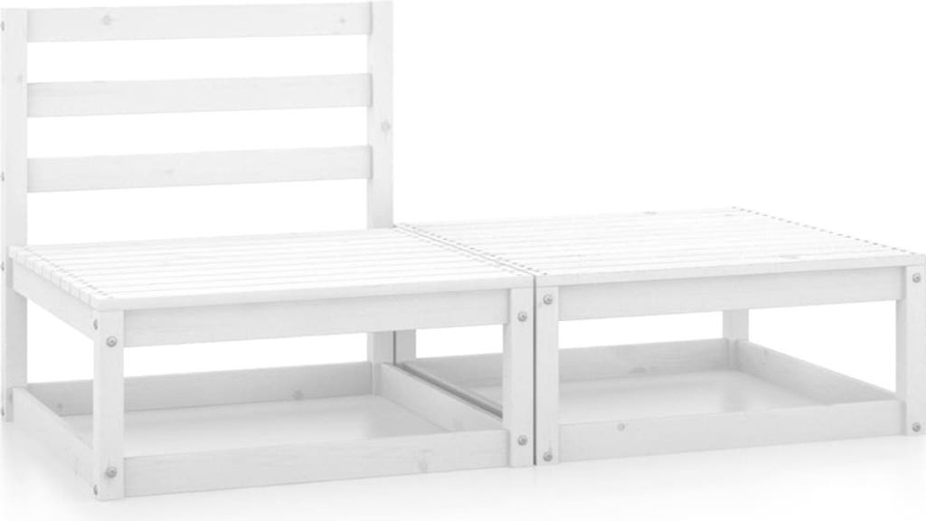 Möbel 2-tlg. Garten-Lounge-Set Weiß Kiefer Massivholz - Balkonmöbel 805696