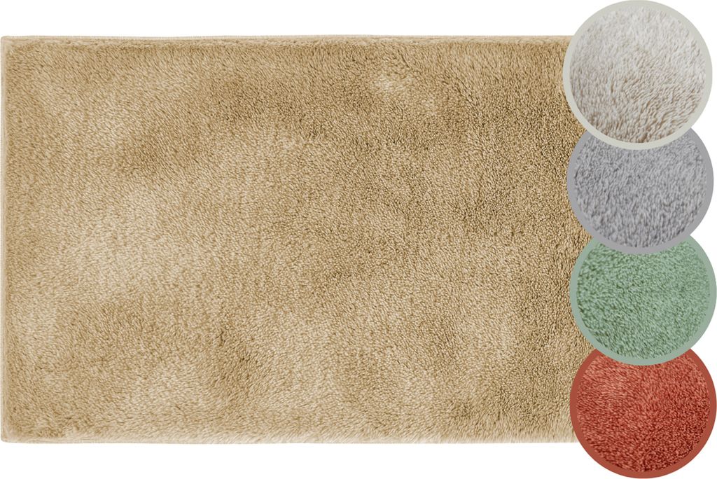 Badematte Florida rutschfest 50 x 80 cm Taupe Badteppich Badezimmerteppich weich und flauschig waschbar Duschvorleger für Badezimmer
