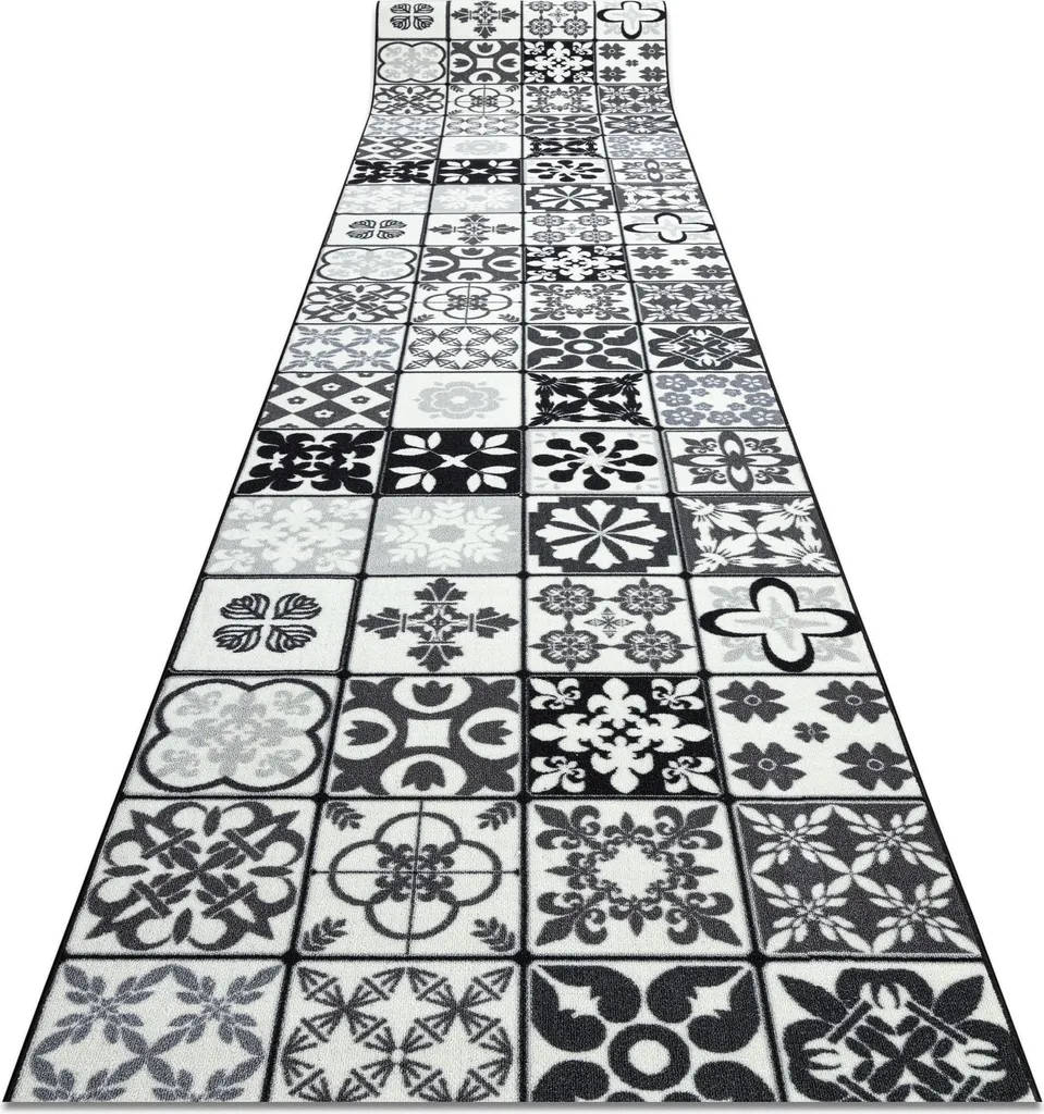 Tapis cuisine antidérapant gris noir AZULEJO 57x150 cm anti-chute