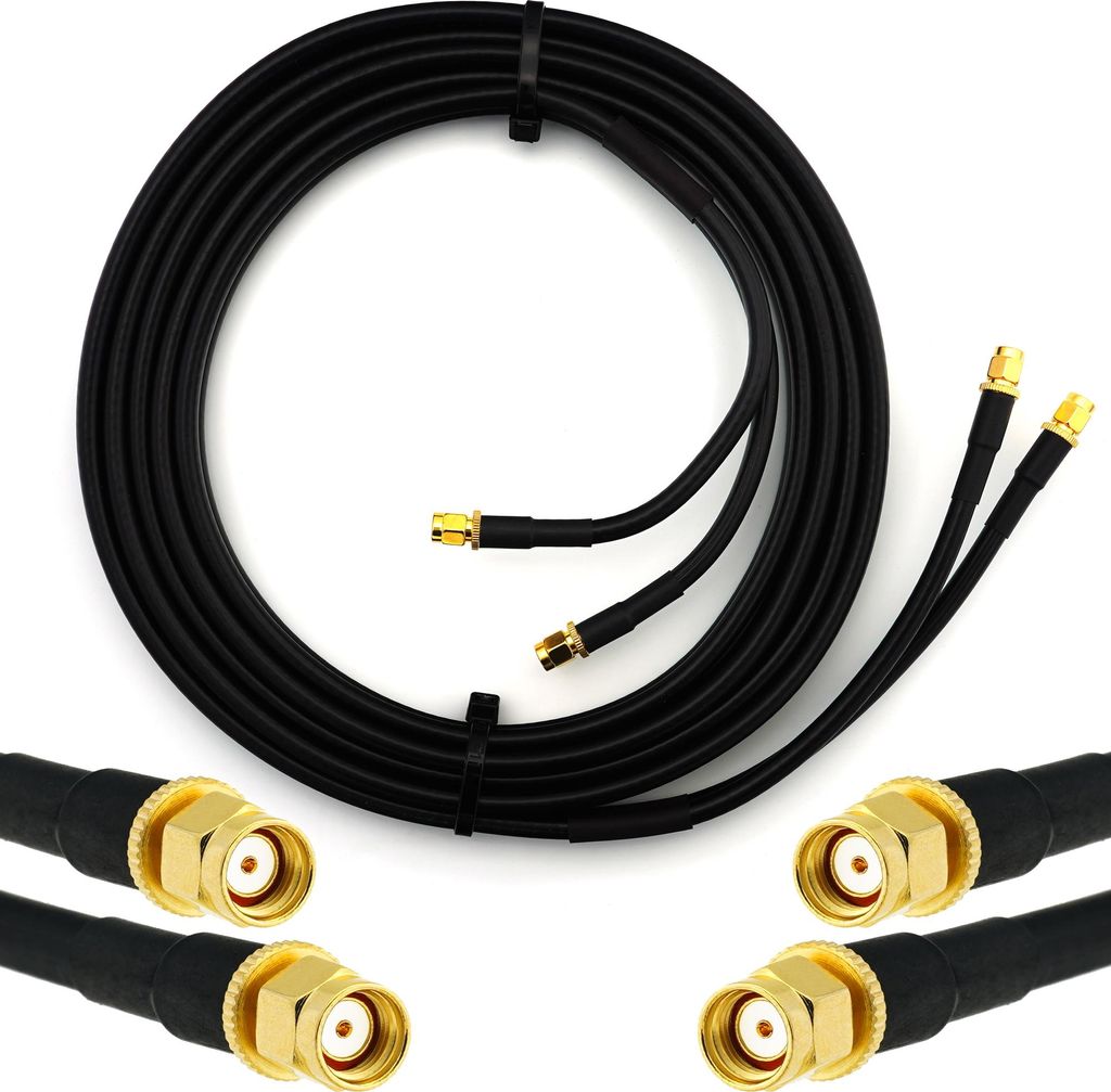 7m RP-SMA Stecker auf RP-SMA Stecker Doppel-Koaxialkabel — HF-240 (LMR 240 Äquivalent) Twin Verlängerungskabel Antennenkabel — für WiFi Rout...
