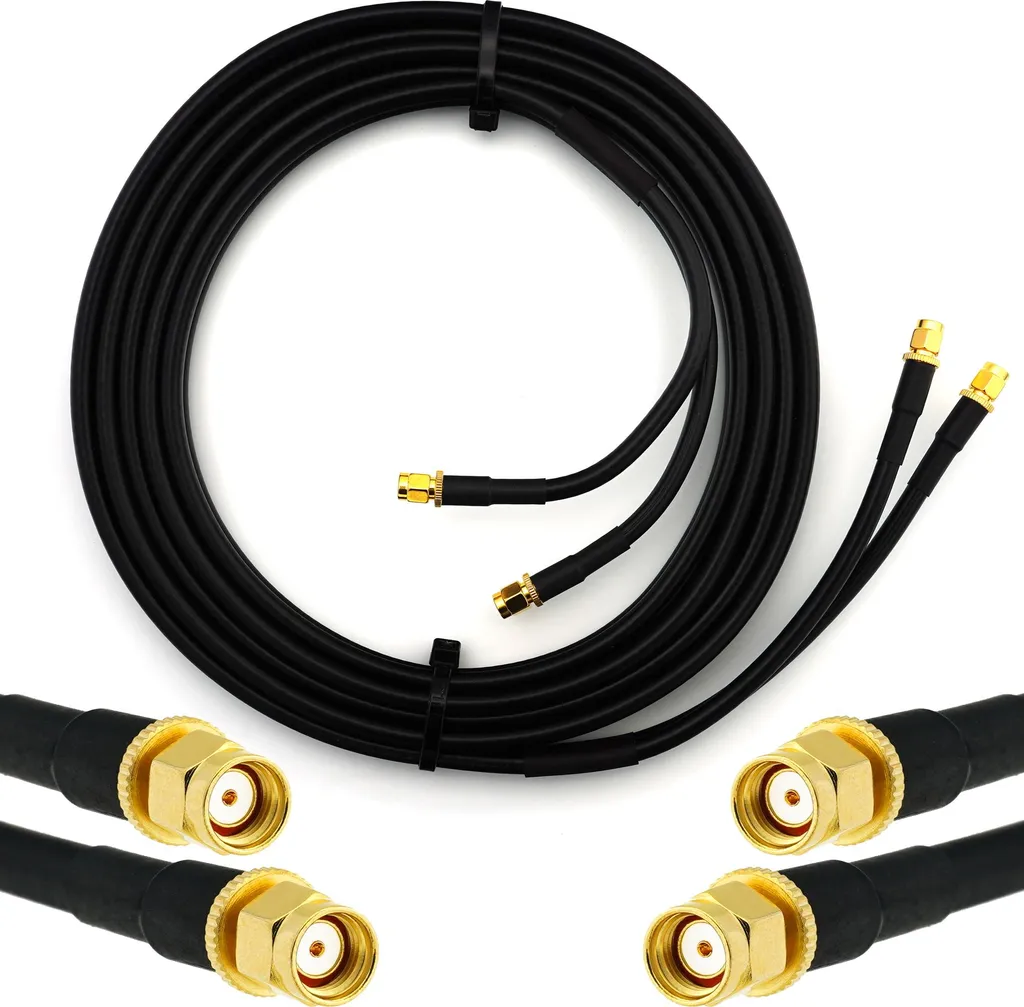 Prolunga Doppia HF-240 RP-SMA Maschio 1m | Low Loss 50 Ohm per RF WLAN