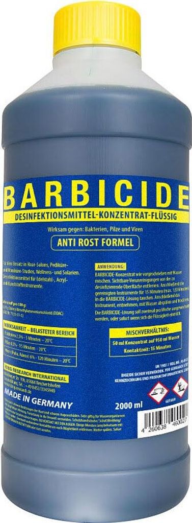 BARBICIDE – Konzentrat zur Desinfektion von Werkzeugen und Produktbild 