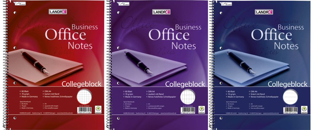 LANDRÉ Collegeblock "Business Office Notes" DIN A4 kariert Produktbild 