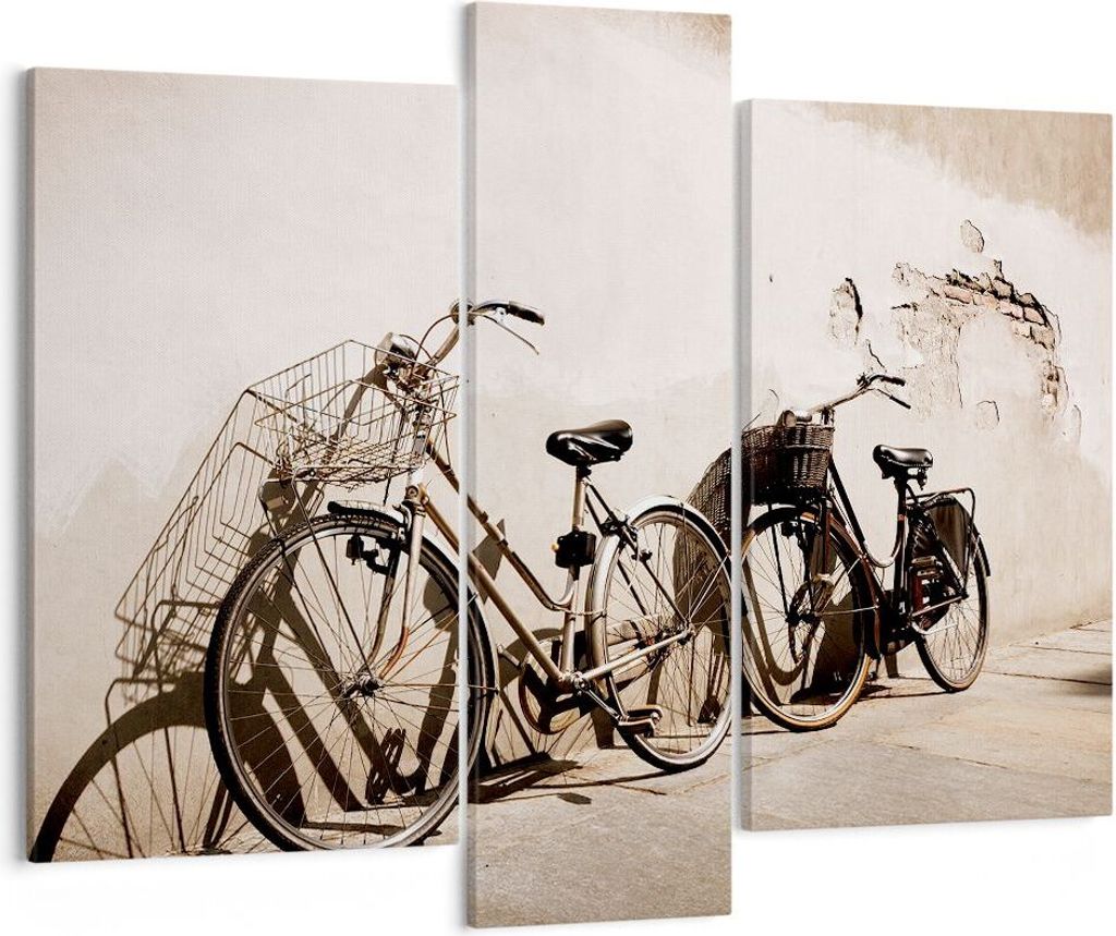 Bild auf Leinwand - Leinwandbild - Fahrrad Ziegel Stadt Italien - 95x80cm - Wand Bild - Wanddeko - Leinwanddruck - Bilder - Kunstdruck - Wanddekora...