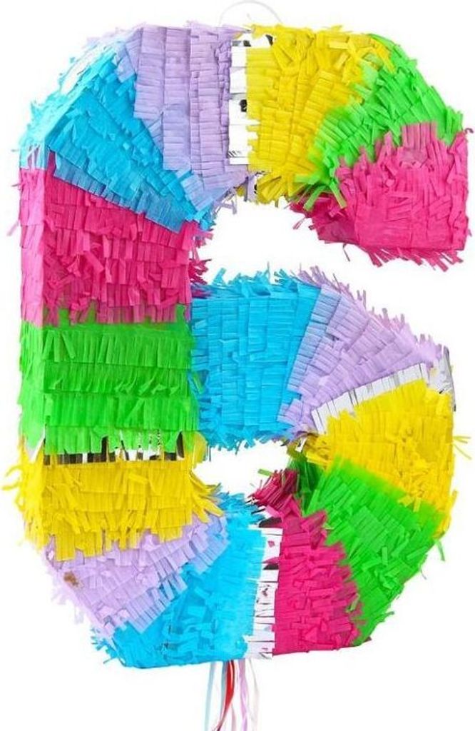 Pinata Zahl 6 bunt pastell