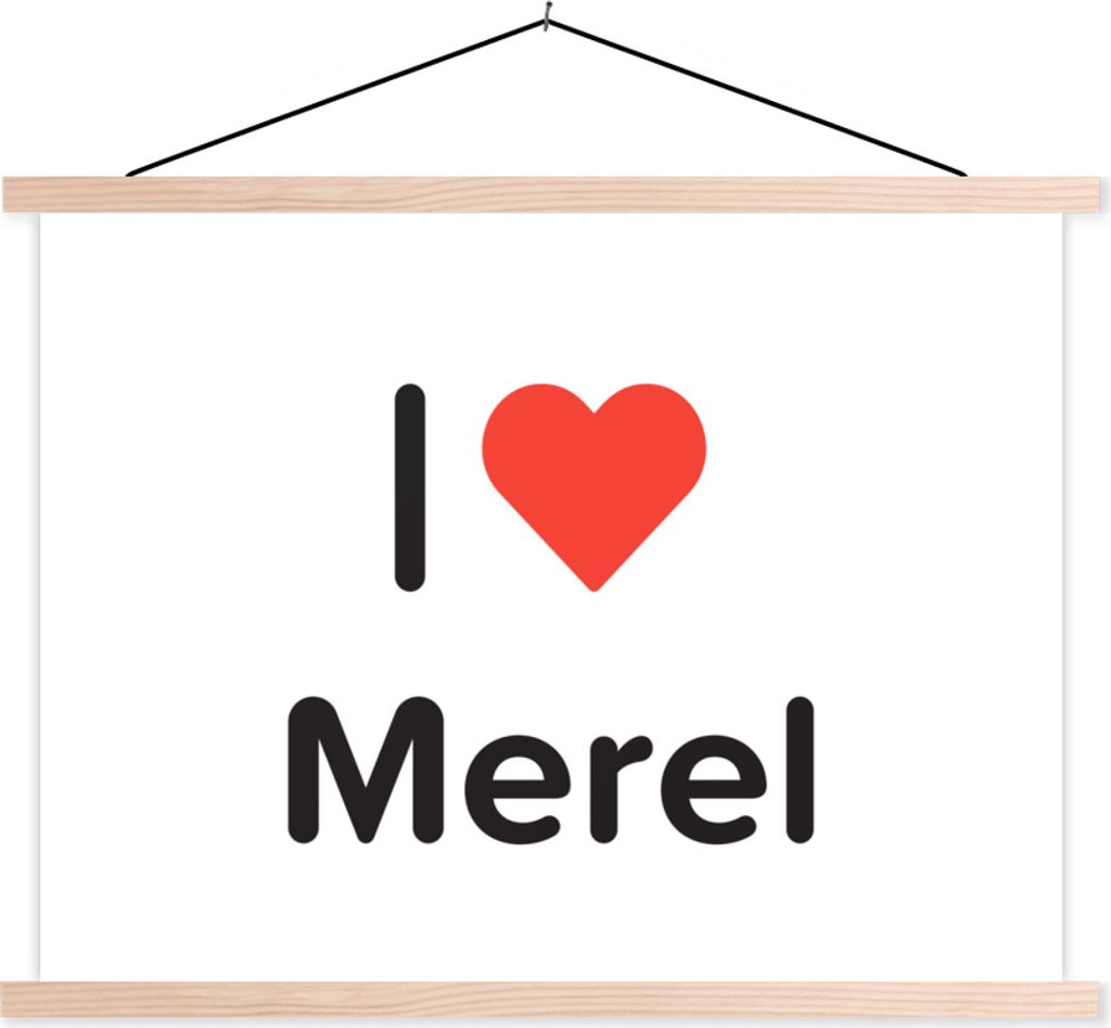 MuchoWow Textilposter Ich liebe - Merel - Mädchen 60x45 cm mit holzfarbenen Rahmen - Bild