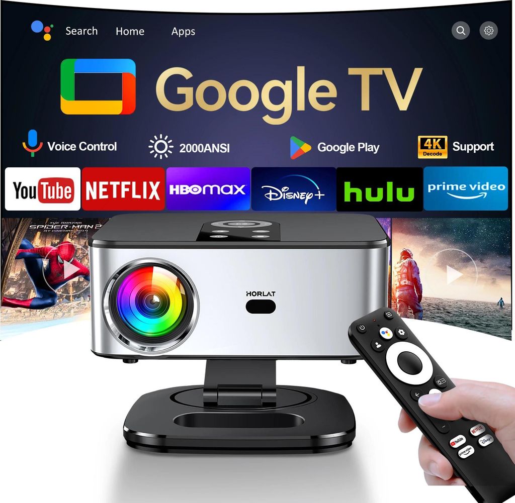 Smart Beamer - T03MAX - Full HD 1080p - 2000 ANSI Lumen - WiFi 6 & Bluetooth - 3D- und 4K-Unterstützung - Automatische Trapezkorrektur - Bildgrö...