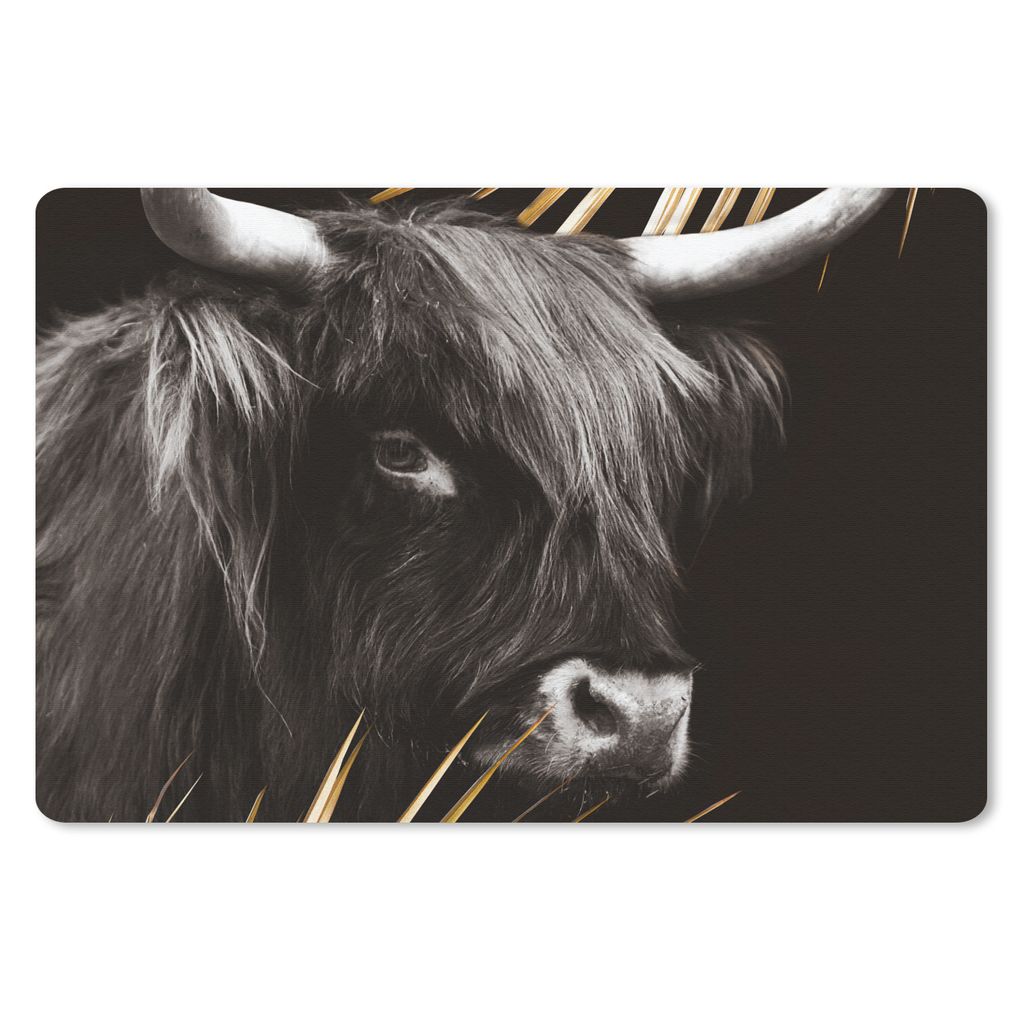 MuchoWow Mauspad Mousepad Schottischer Highlander - Gold - Schwarz - Weiß 27x18 cm - Mousepads - Maus Mat - Pad - Mausunterlage - Büroartikel -...